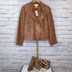 Michael Kors Tan Genuine Leather Jacket